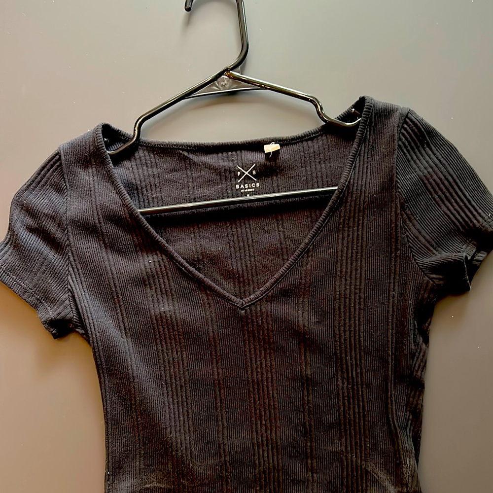 pacsun basics black short sleeve top